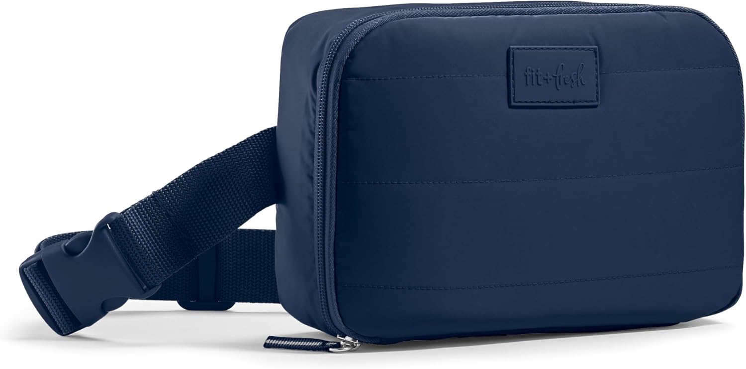 Fit & Fresh Insulated Belt Bag, Leakproof Cooler, Fanny Pack for Women Midnight Blue