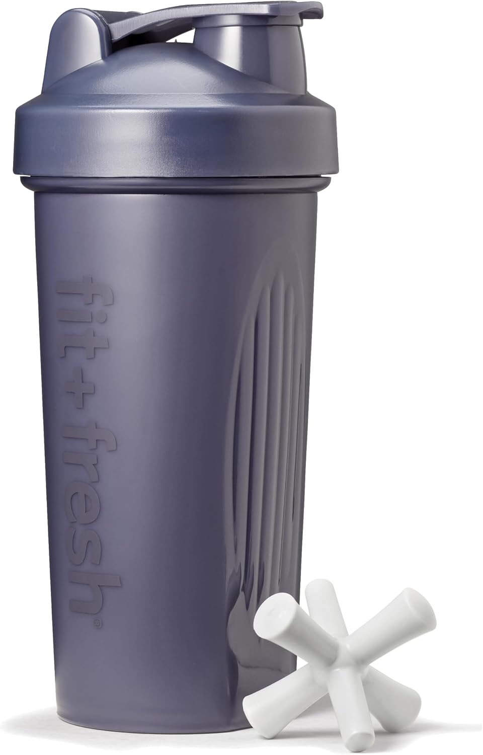 Fit & Fresh Shaker Bottle, Leak Proof Sports Blender Bottle for Protein Mix For Women, Durable Protein Shaker Cup 24 oz.with Unique Agitator for Smooth Mixing, Midnight Blue